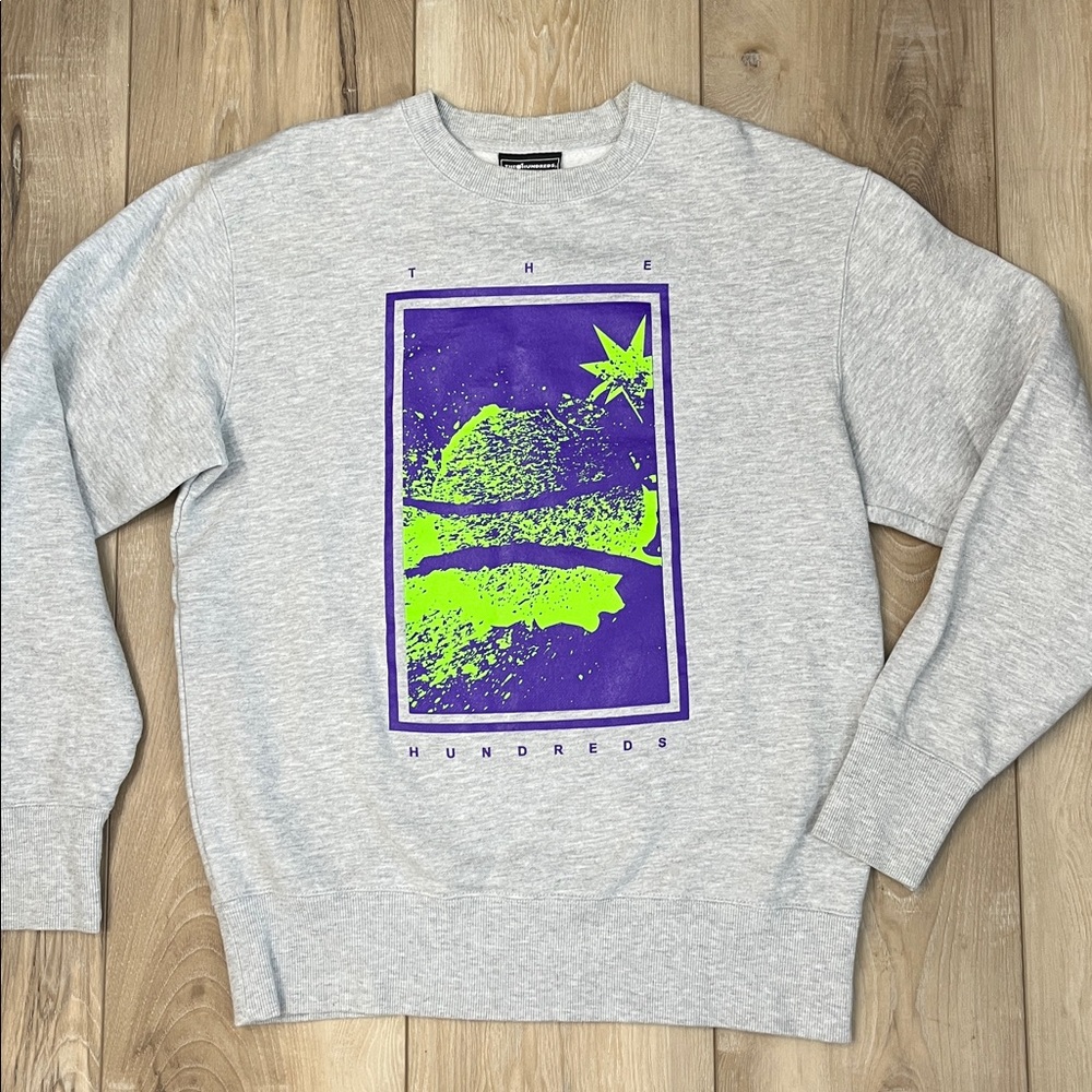 The Hundreds Adam Bomb Fleece Sweatshirt Art Crewneck Gray Size M Streetwear